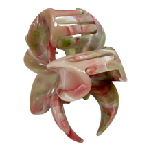 Indlæs billede til gallerivisning Fiona - Blomster Hårklemme grøn og rosa