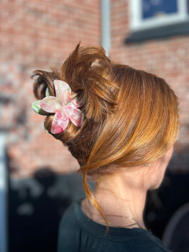 Fiona - Blomster Hårklemme grøn og rosa