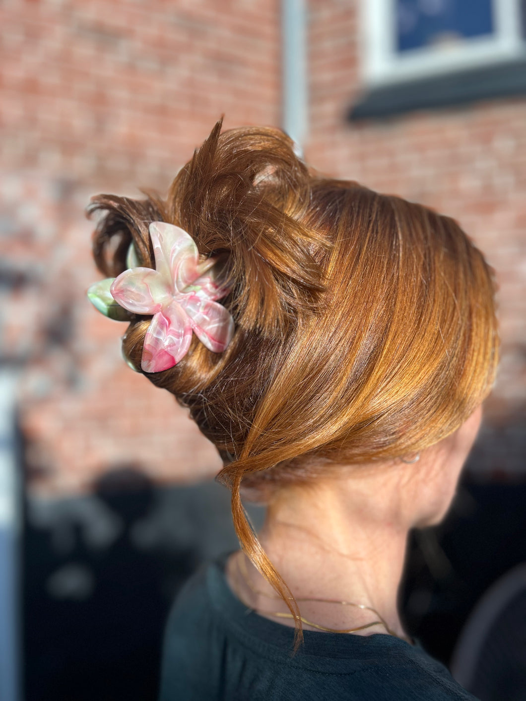 Fiona - Blomster Hårklemme grøn og rosa