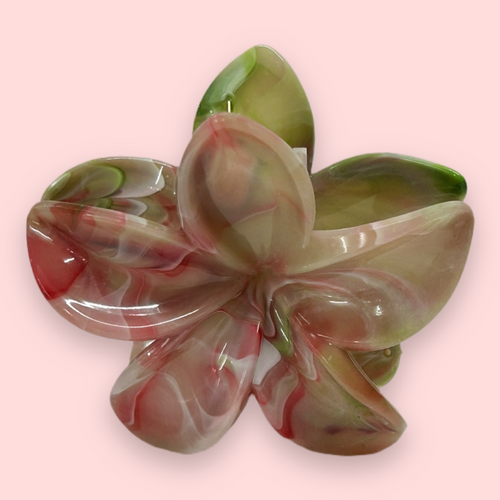 Fiona - Blomster Hårklemme grøn og rosa