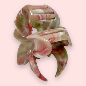 Fiona - Blomster Hårklemme grøn og rosa