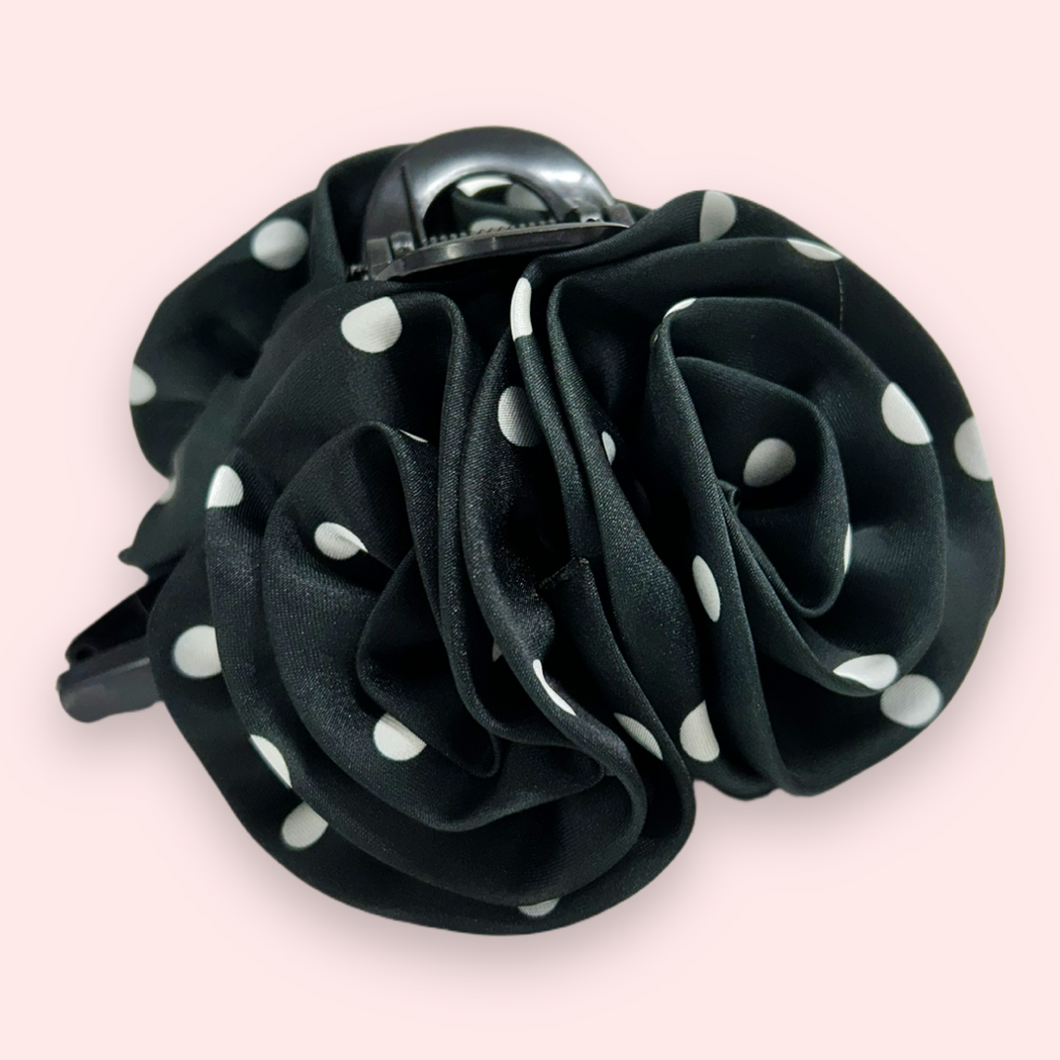 Mona - Hårklemme sort med hvide prikker