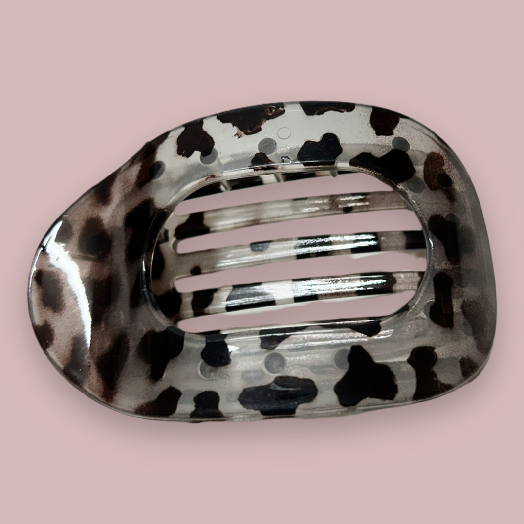 Esther - Hårklemme grå leopard